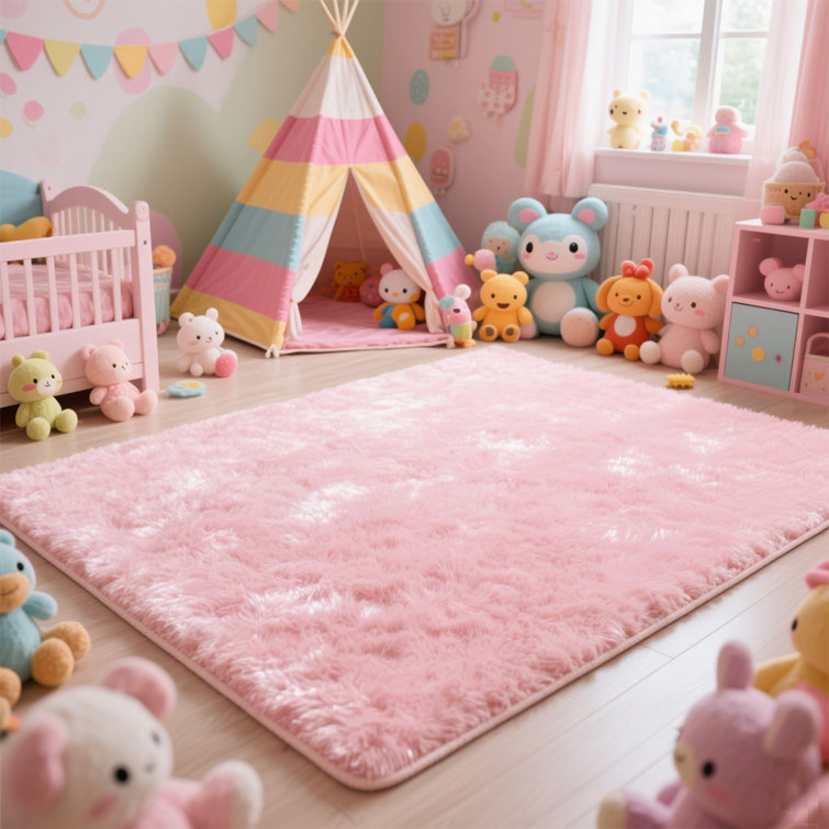 Tapis rose doux moelleux avec envers antidérapant