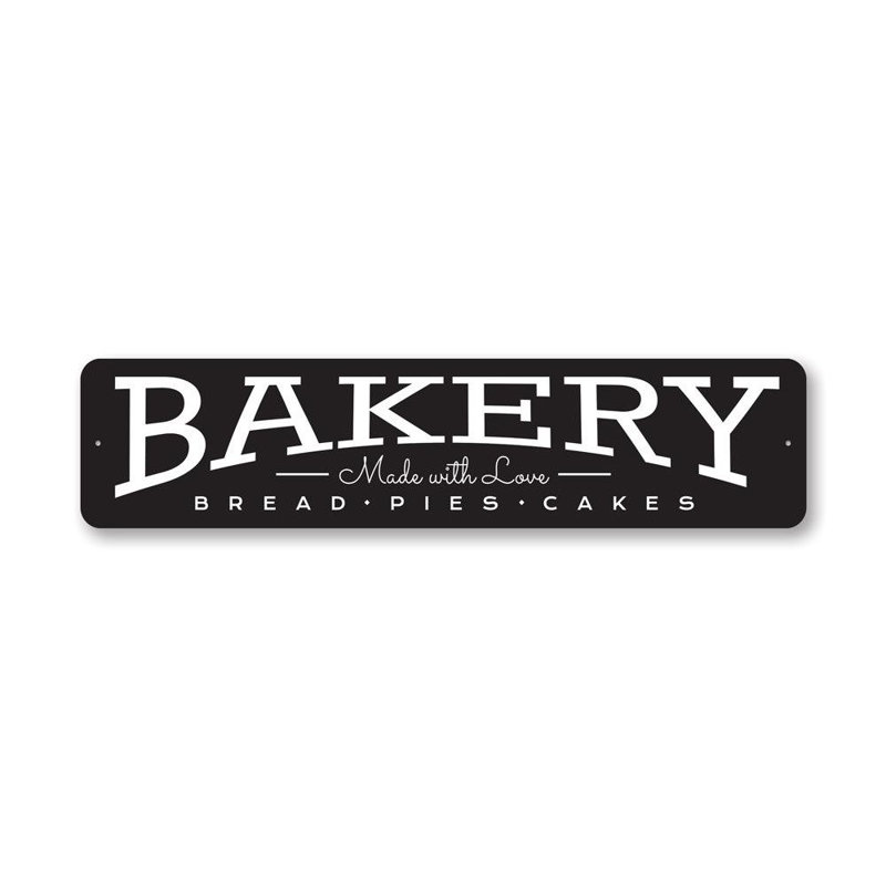 Enseigne en aluminium Made with Love Bakery, H 6 po x l 24 po x P 0,06 po