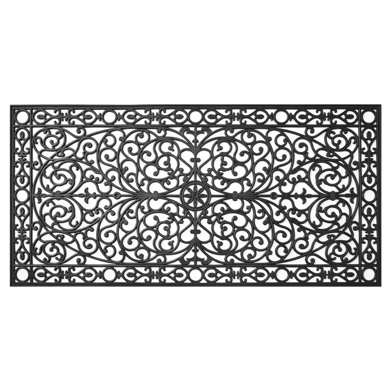 Tapis de porte d'extérieur antidérapant Schairer, Gris foncé, L 72 po x L 36 po