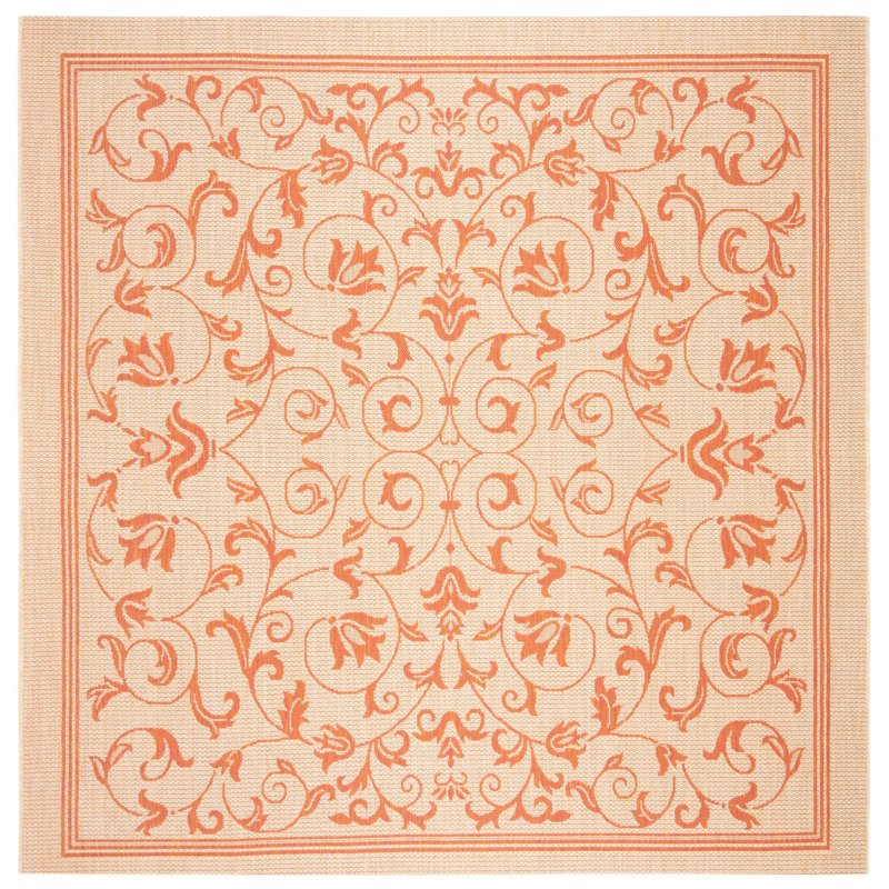 Tapis intérieur / extérieur ivoire Arneshia, Carré 6 pi 7 po