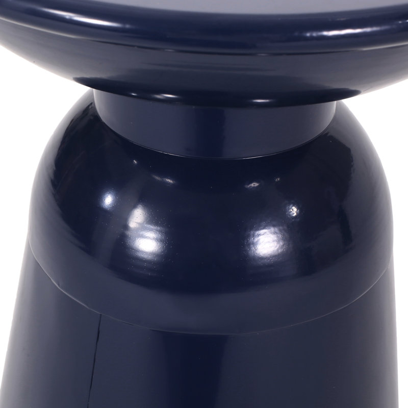 Metal S/2 End Tables In Navy Blue, Modern Design And Pedestal Structure, Powder-Coated Iron Frame, 14.76"X14.76"X21.04" & 12.00"X12.00"X17.25", Assembly Required Blue Table , Frame With Fashionable