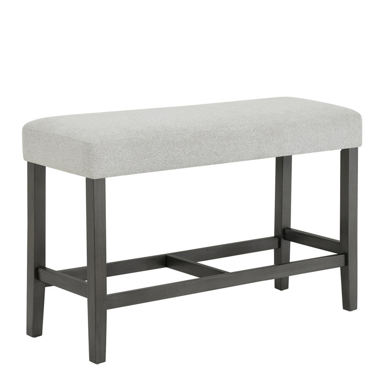 Banc en tissu gris clair Selena avec cadre en bois gris et repose-pieds en bois de 40 po Selena