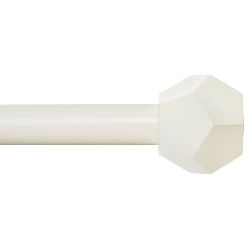  Tringle à rideaux pour fenêtre Drapery Traitement - Mât hexagonal à facettes de 1 pouce. 48 à 86 pouces Blanc-ivoire