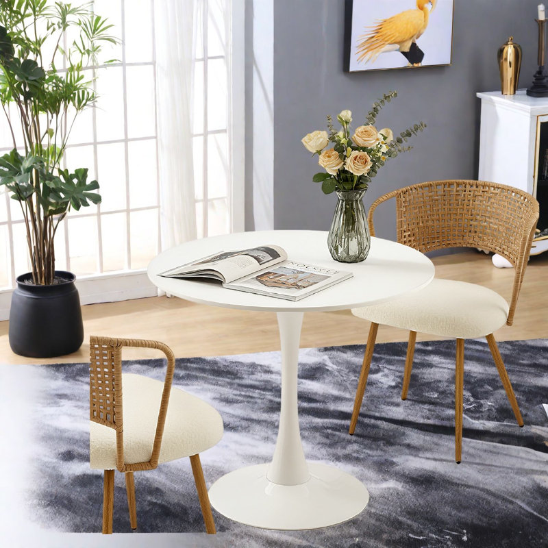 Table de salle à manger luxueuse tulipe blanche, bois aggloméré, style moderne pour la maison