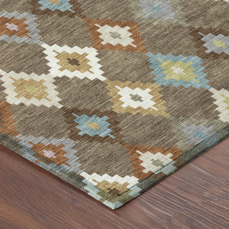 Tapis intérieur / extérieur lavable à la machine pour enfants Chantille ACN2513, Chocolat, Rond 8 pi