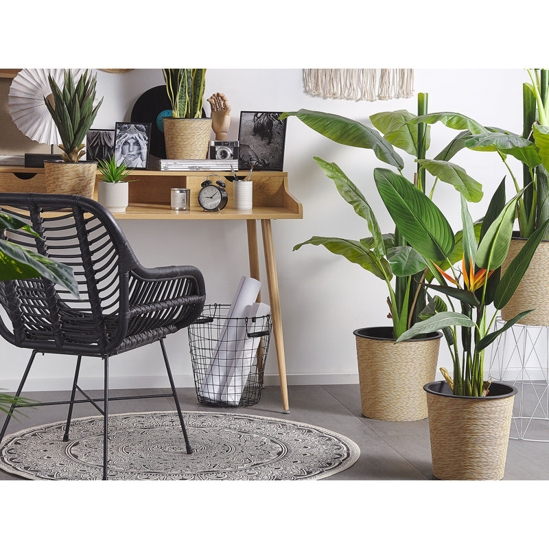 115 cm H Faux Banana Leaf Plant in Plastic Planter