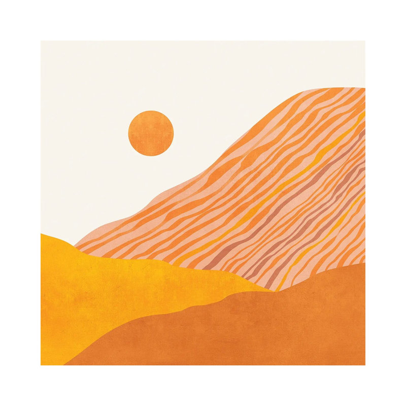 Minimal Abstract Sunset 1 Piece Wrapped Canvas Wall Art, 93.98 cm H x 93.98 cm W