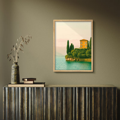 «Lakeside Villa», reproduction d'art encadrée pour la décoration de chambre à coucher ou de bureau