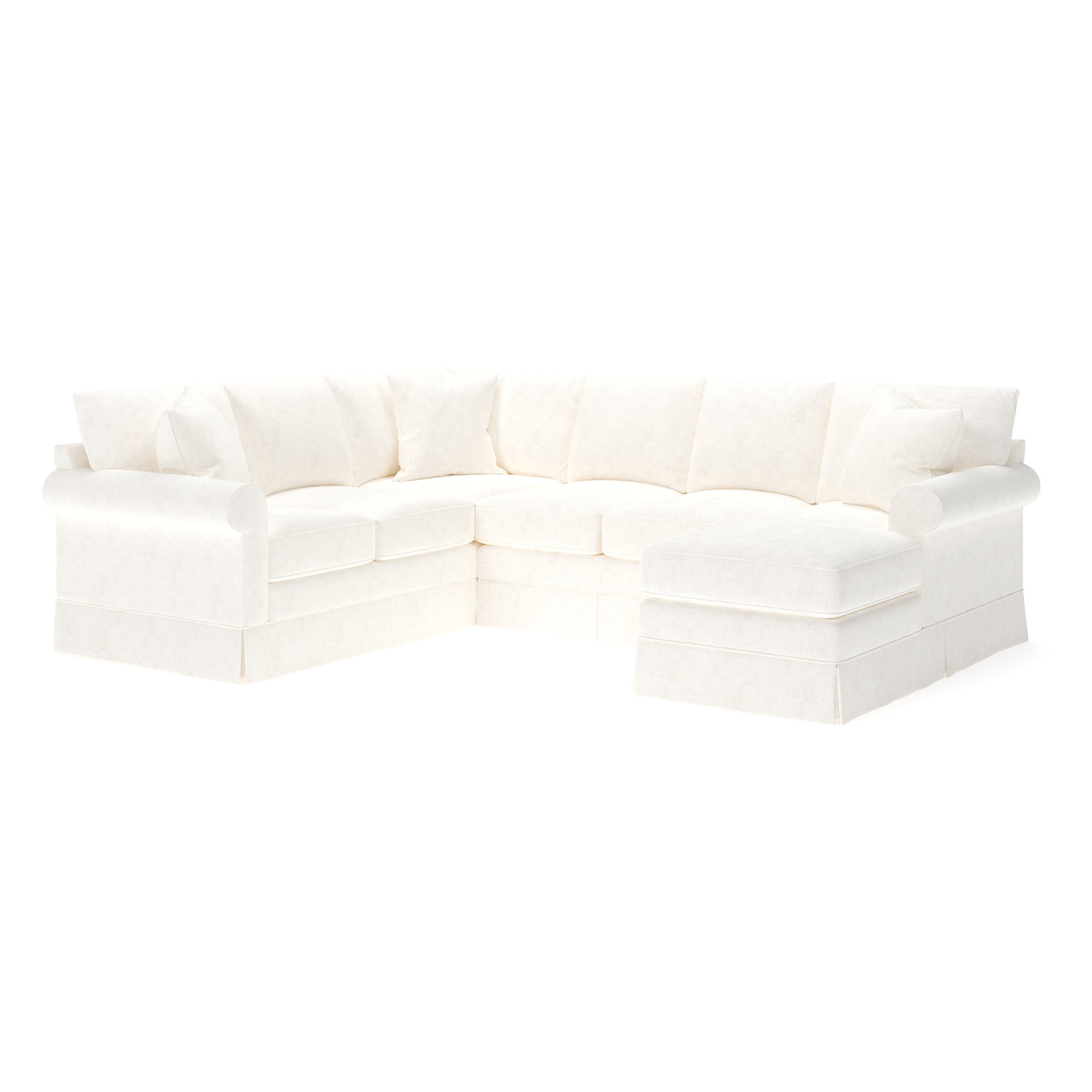 Friedman Upholstered Chaise U-Sectional, Right Hand Facing, Bevin Natural Linen Blend