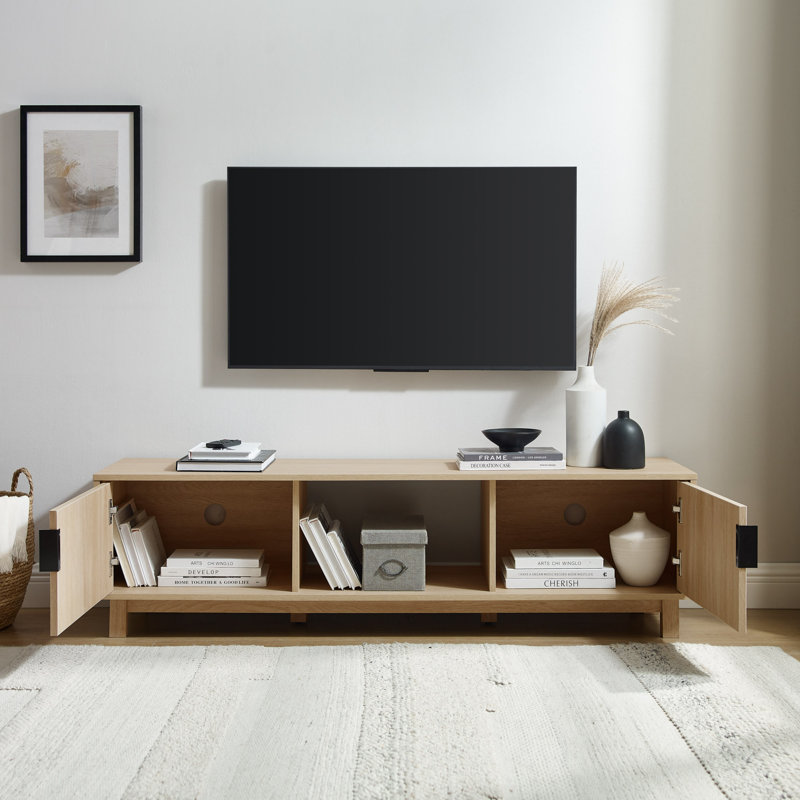 Coastal Oak Modern Fluted 2-Door TV Stand