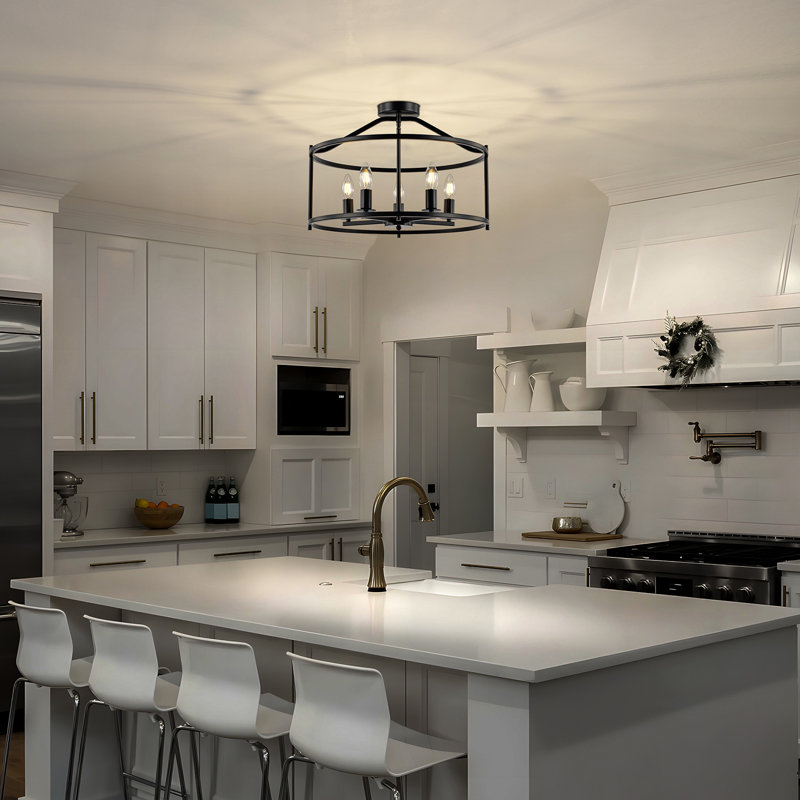 5-Light Round Flush Mount With Open Cage