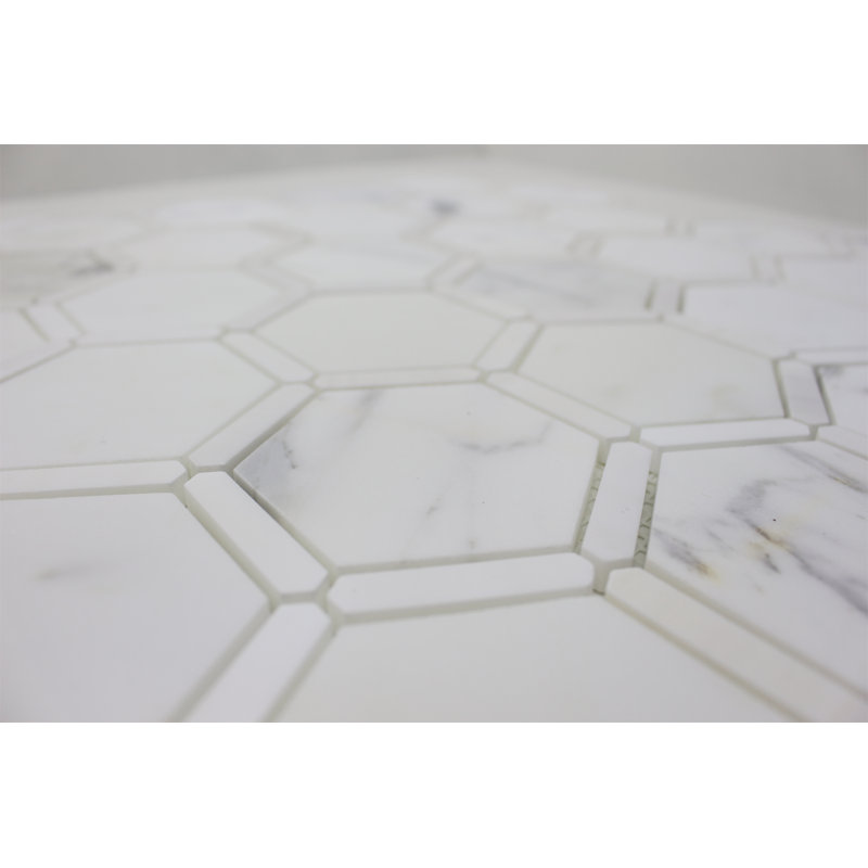 3" HONEYCOMB MOSAIC w FRAME, Calacatta/Dolomite