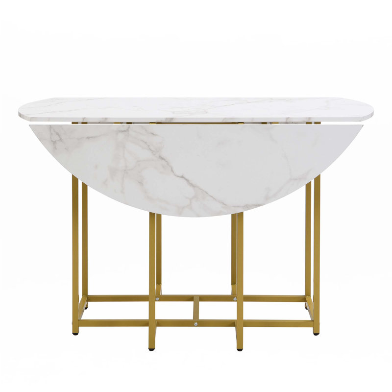 5-Piece Extendable Kitchen Dining Table Set, Black, Gold
