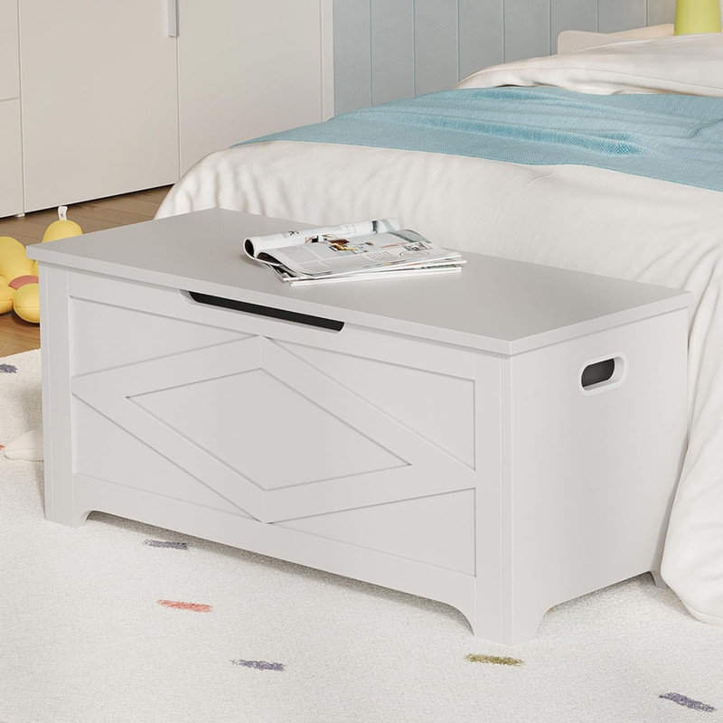 39.4" Storage Chest, Wooden Storage Bench with Safety Hinges, Easy Assembly, Large Toy Chest for Entryway, Living Room, Bedroom