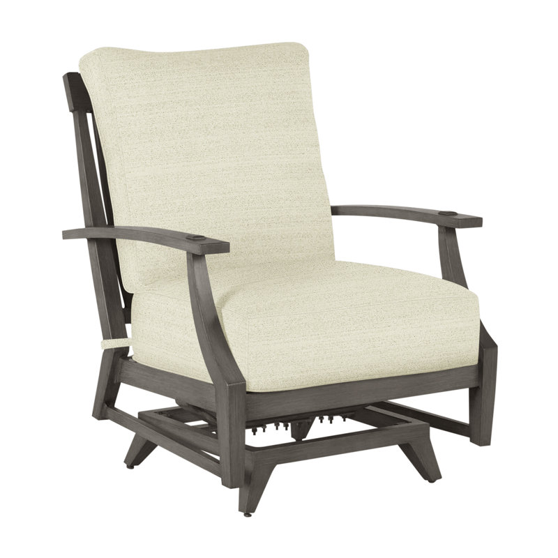 Croquet Patio Chair with Cushions, Slate Gray, No Welt, Snow Sunbrella® Linen
