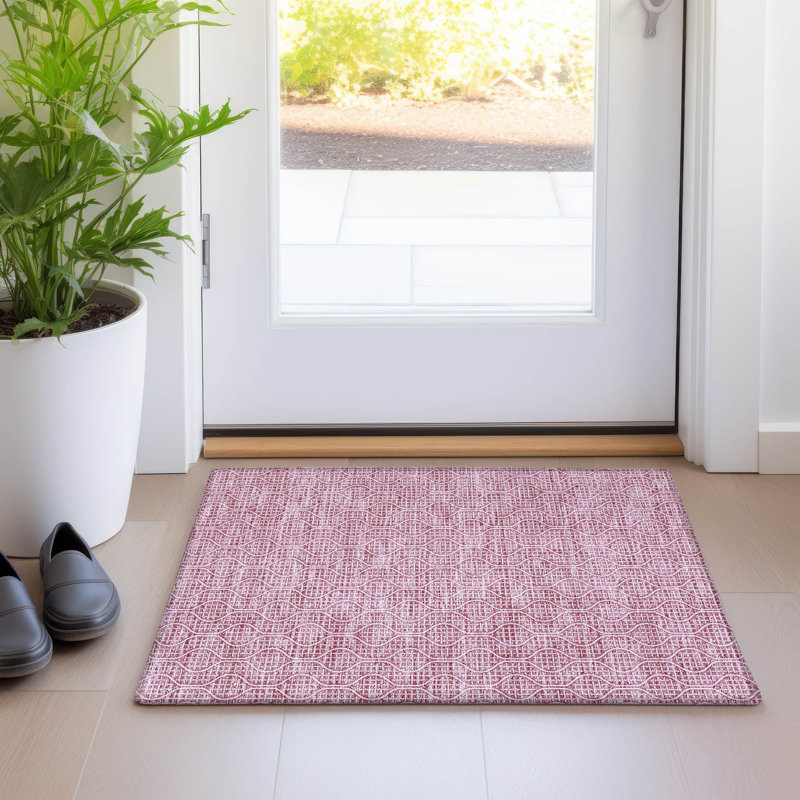Premium Machine Washable Prisco Blush Rug, Rectangle 1'8" x 2'6"