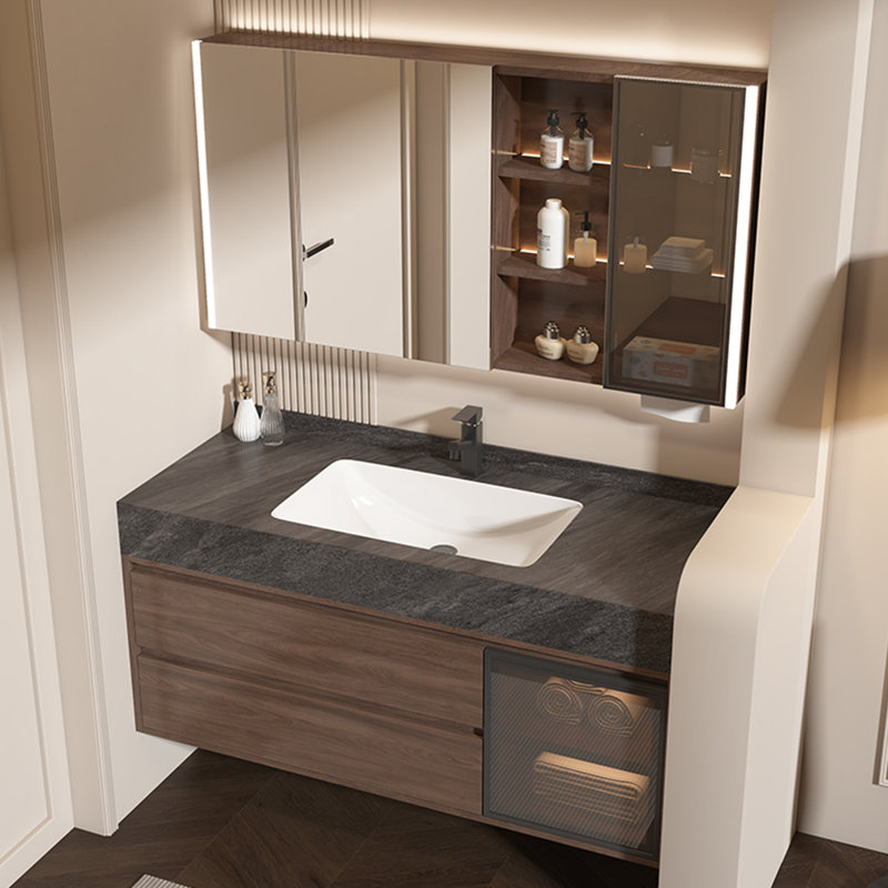 Retro light luxury simple style bathroom cabinet