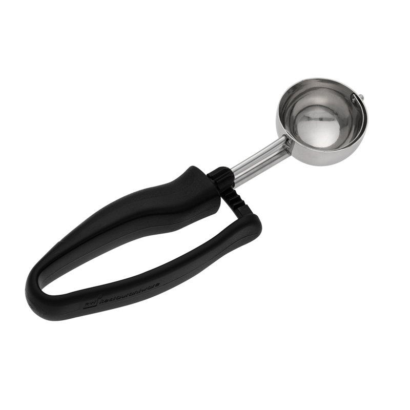 Poignées ambidextre à 1 cuillère à café en acier inoxydable de 1,25 oz Portioner, 8.26", Noir
