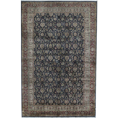 Tapis noir et rouge de haute qualité noué à la main