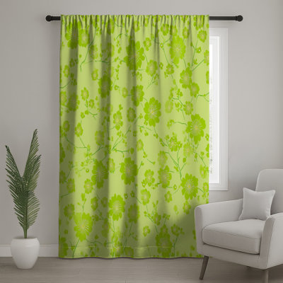 Floral Window Curtains, Nature Sheer & Blockout Curtains - 1 Panel