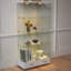 Vitrine moderne en verre avec lumières DEL, 4 tablettes et 2 grands tiroirs pour un rangement sécuritaire et élégant.-122751219