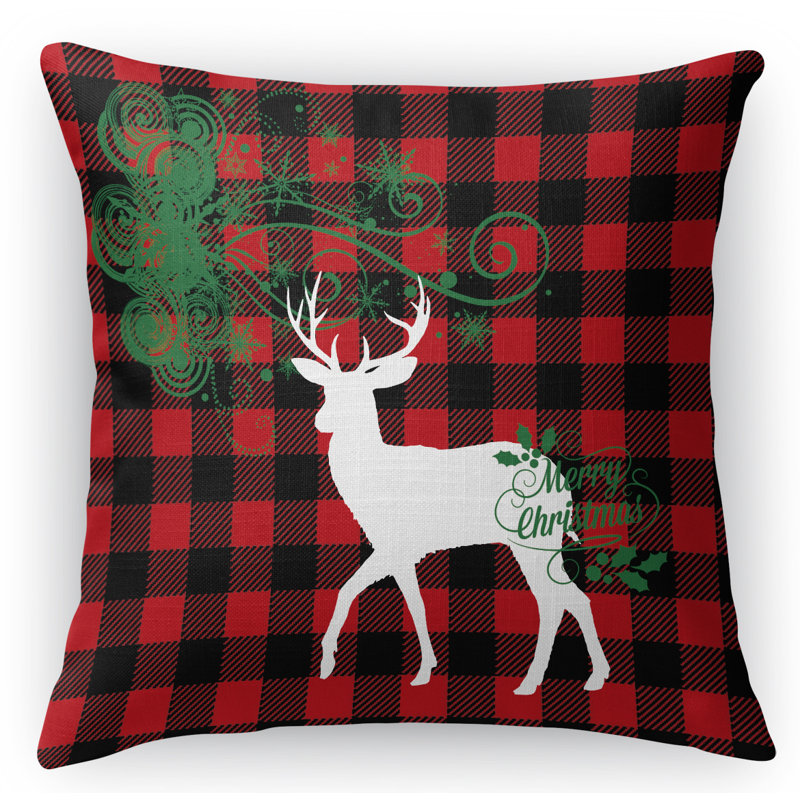 Coussin décoratif intérieur / extérieur à carreaux, 24" X 24", Carré