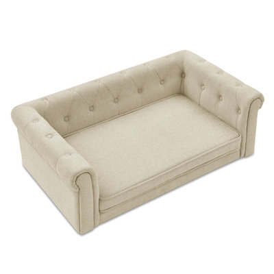 Elegant Rectangular Pet Bed for Big and Oversized Dogs, Durable Elevated Dog Sofa with Comfortable Linen Fabric