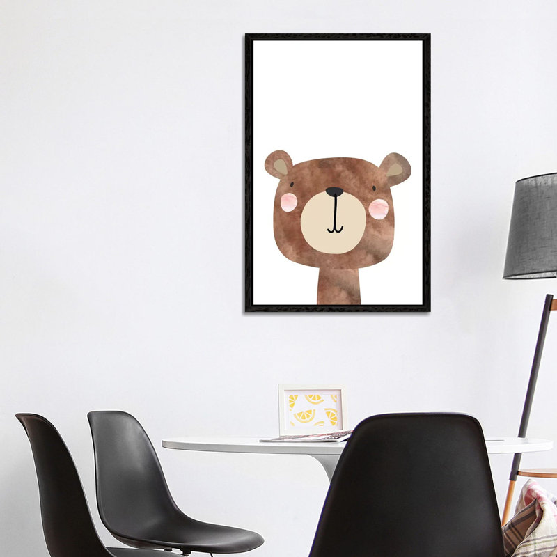 Bear Watercolour 1 Piece Floater Frame Wall Art on Canvas, 101.6 cm H x 66.04 cm W, Black