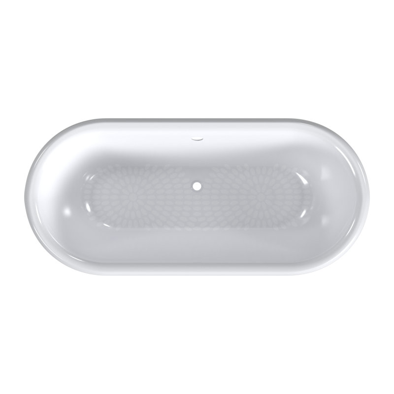 68'' L Soaking Bathtub, Polished Nickel, White Interior with White Exterior