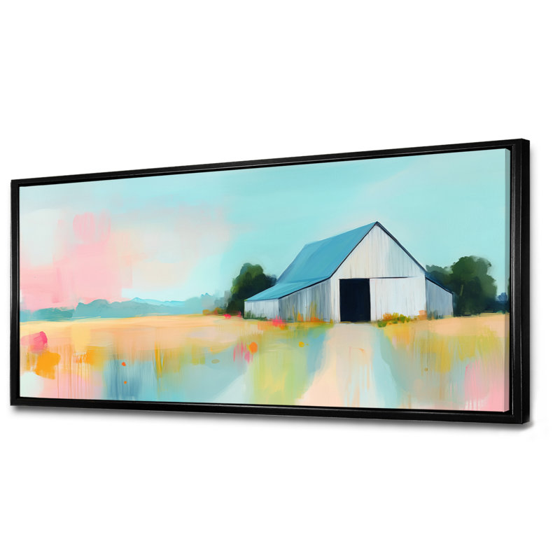 «Blue Green Blue Summer Fields Barn at Dusk IV», impression sur toile, impression encadrée, H 24 po x l 32 po