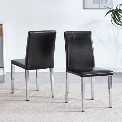 Uriah PU Leather Dining Chairs with Metal Legs by Brayden Studio