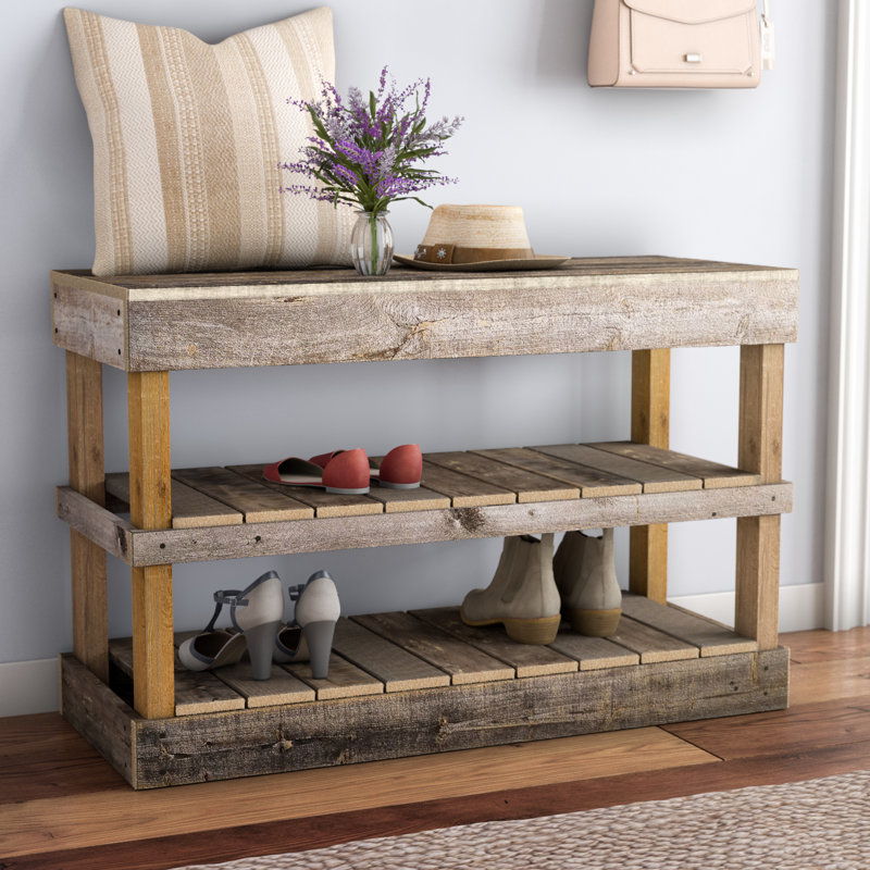 8 Pair Solid Wood Shoe Storage Accessory, Natural
