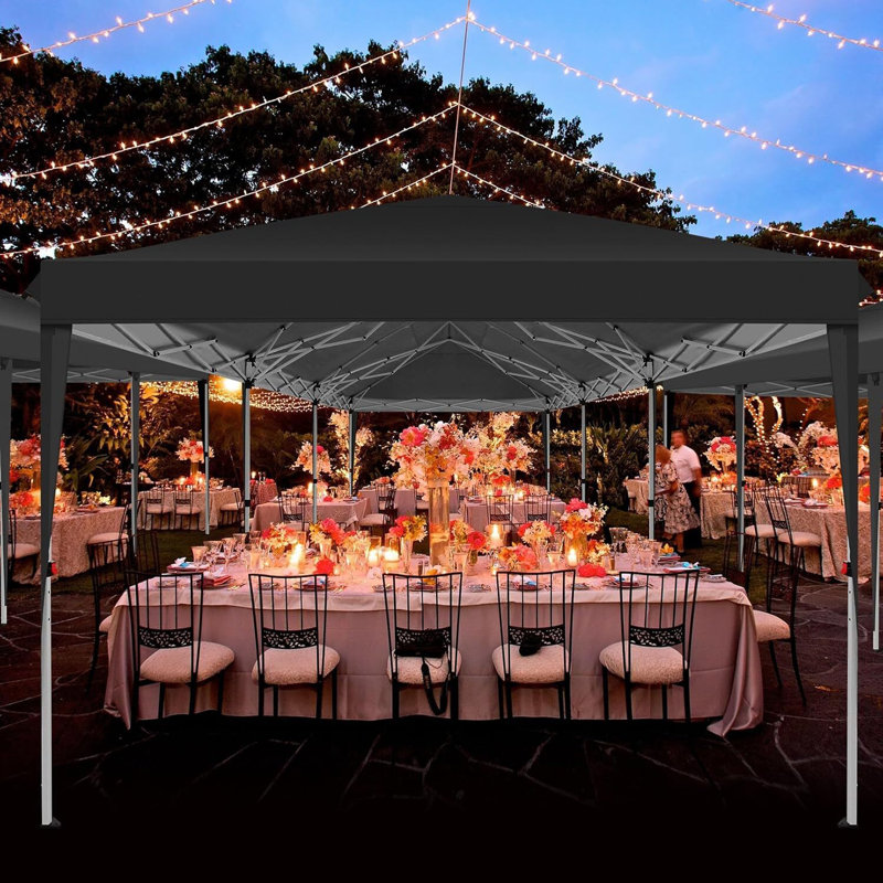 10x30 Pop Up Canopy Tent with Removable Sidewalls, Black