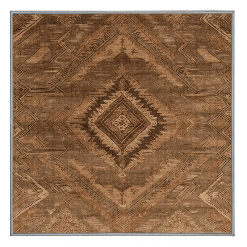 Machine Washable Persian Brown Area Rug, Square 4'