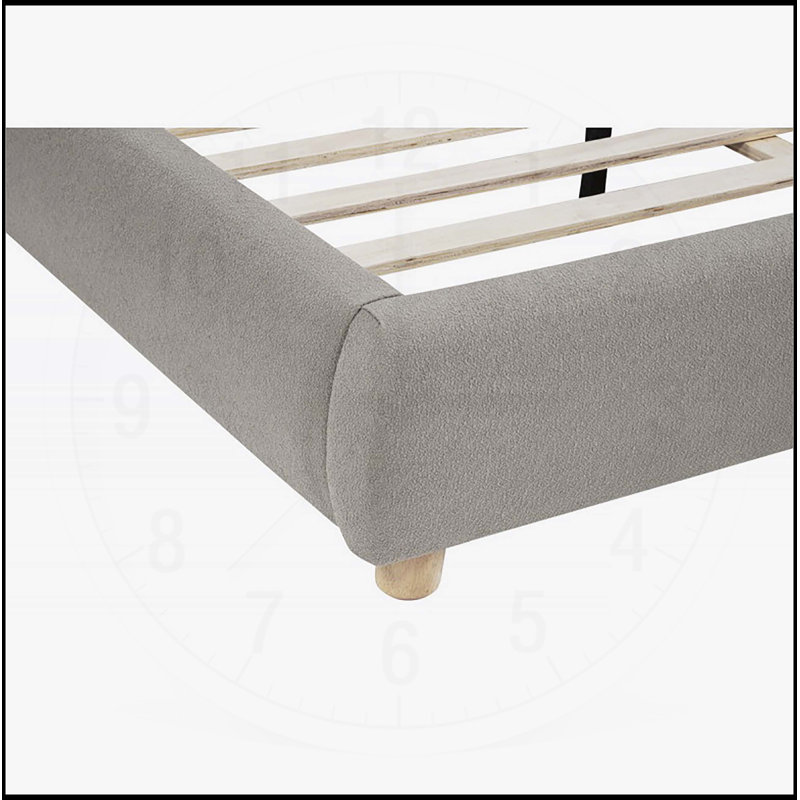 Lit pour grand lit moderne / contemporain en toile de jute douce, cadre de lit plateforme tapissier 1pc, brun clair