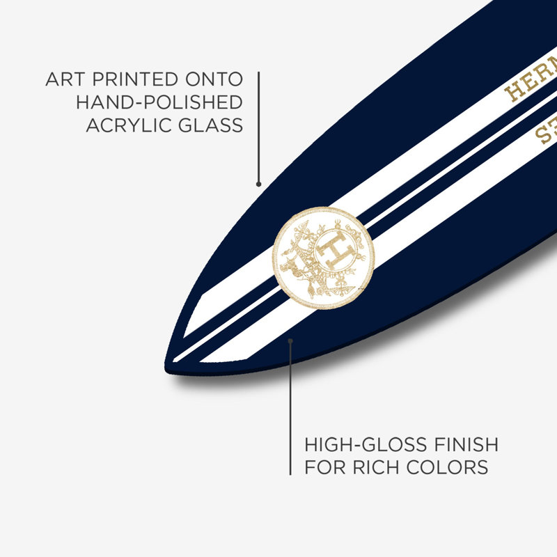 Oliver Gal French Surfboard Navy Fashion - Die-Cut Acrylic Glass Wall Art Sculpture