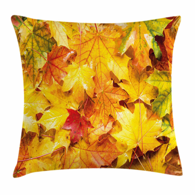 Fall Decor Wet Maple Leaves Square Pillow Cover, 18" x 18"