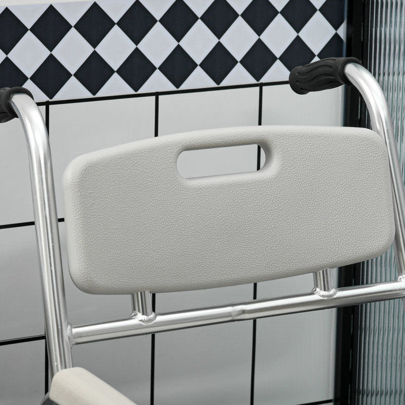 Fauteuil roulant de douche et de toilette, siège rembourré, 150 kg, gris