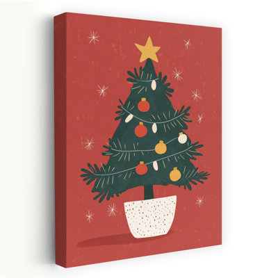 Cozy Christmas Tree Rustic Abstract Contemporary Christmas Tree Pine Tree Winter Landscape Wall Art Print