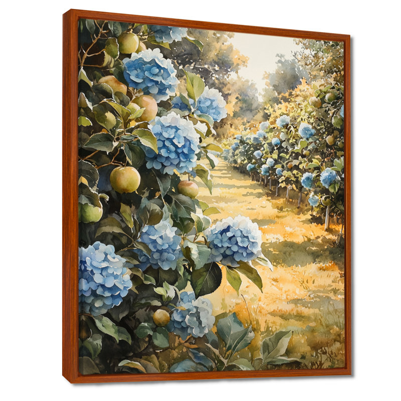 «Emrich Hydrangeas In The Apple Orchard I», art mural sur toile Hydrangea, Brun, Impression encadrée sans passe-partout