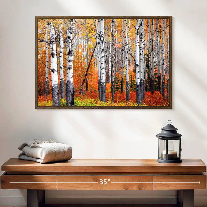Forêt de trembles de Banff, 25 po x 17 po, Cadre flottant noyer