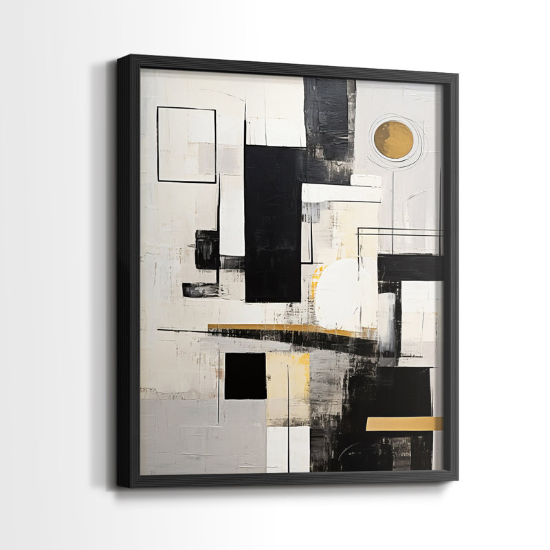 ABSTRACT Series CCCCLIXIX - Impression encadrée de qualité supérieure - Prêt à être accroché - Aucun clou requis, Noir