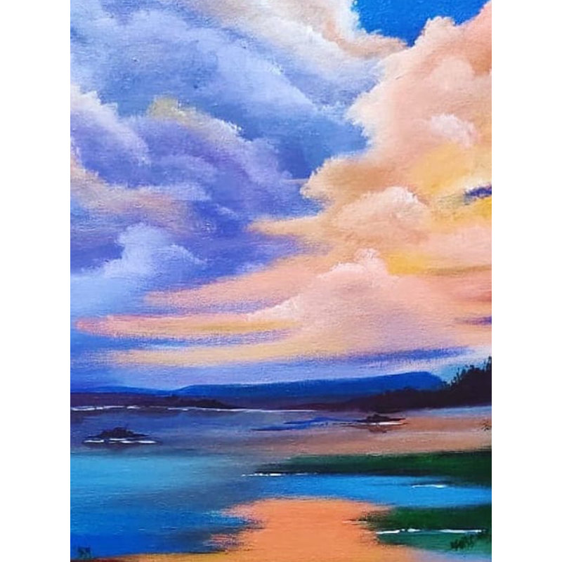 Bateau au coucher du soleil | Acrylique sur toile | Par Gulpasha | Décoration murale