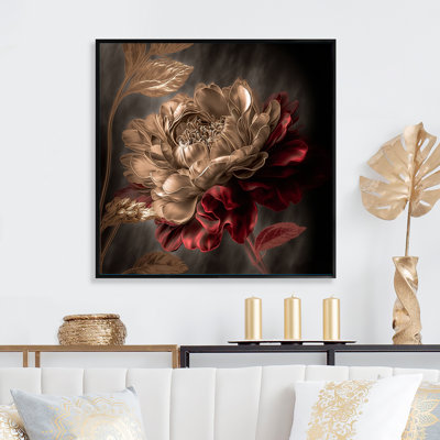 «Gilded Rose Vintage Glam V», art mural sur toile à motif floral