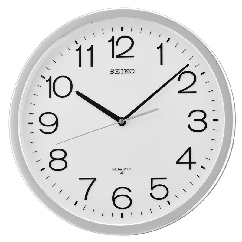 QXA020SLH Wall Clock, Silver-Tone, Beige, Medium