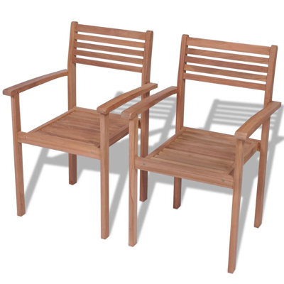 Kratzerville Stacking Teak Patio Dining Armchair by Red Barrel Studio