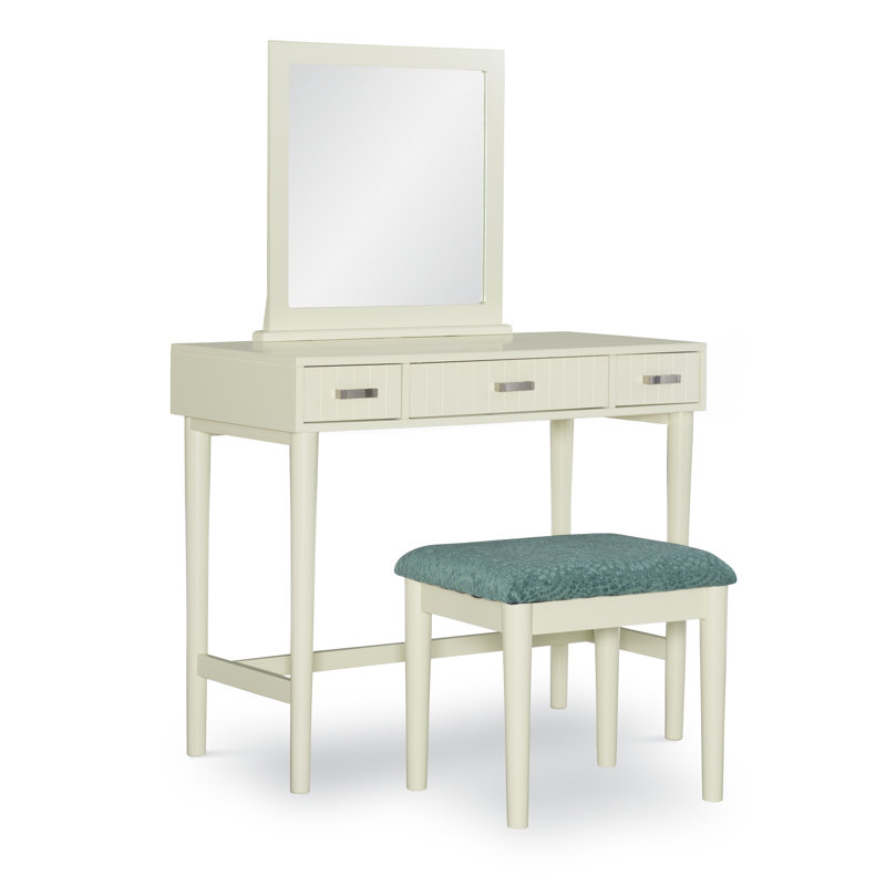 Meuble-lavabo à trois tiroirs avec tabouret Simen
