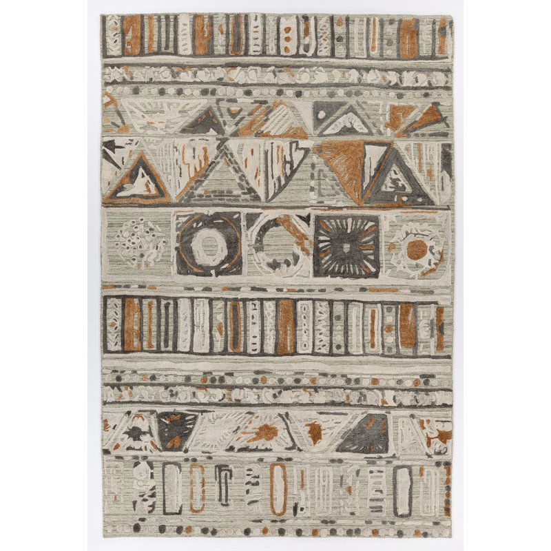 Tapis ivoire / brun tissé à plat à la main Dominguez, Rectangle 5 pi x 7 pi 6 po