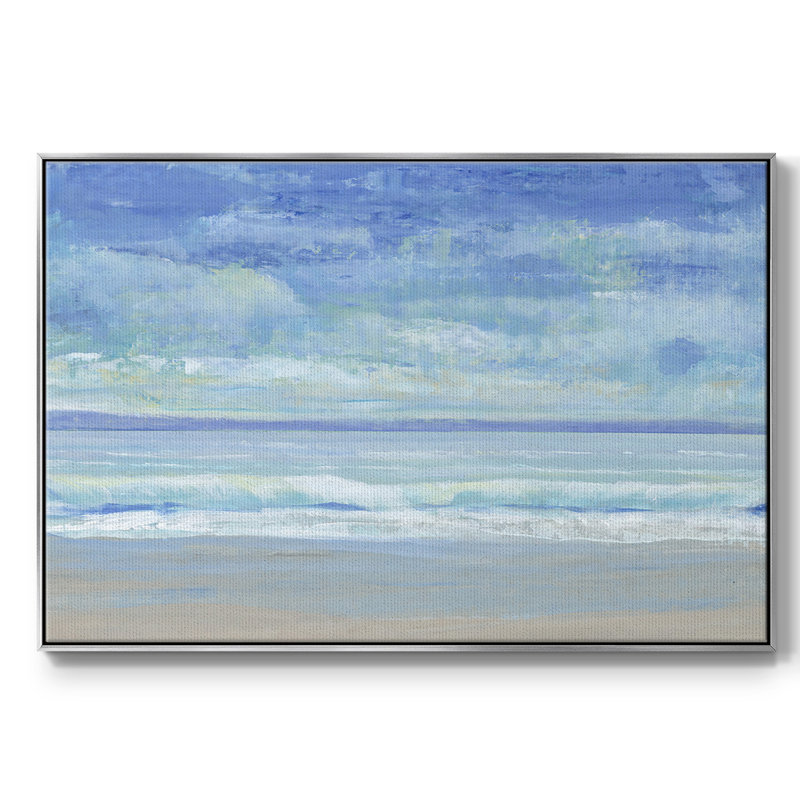 Rolling Surf II, peinture sur toile encadrée, H 27 po x l 41 po x P 2 po, Encadrement argenté