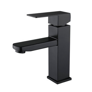 GJ Matt Black Stainless Steel Bathroom Faucet - Single Handle, RV/Commercial Lavatory, Durable Modern